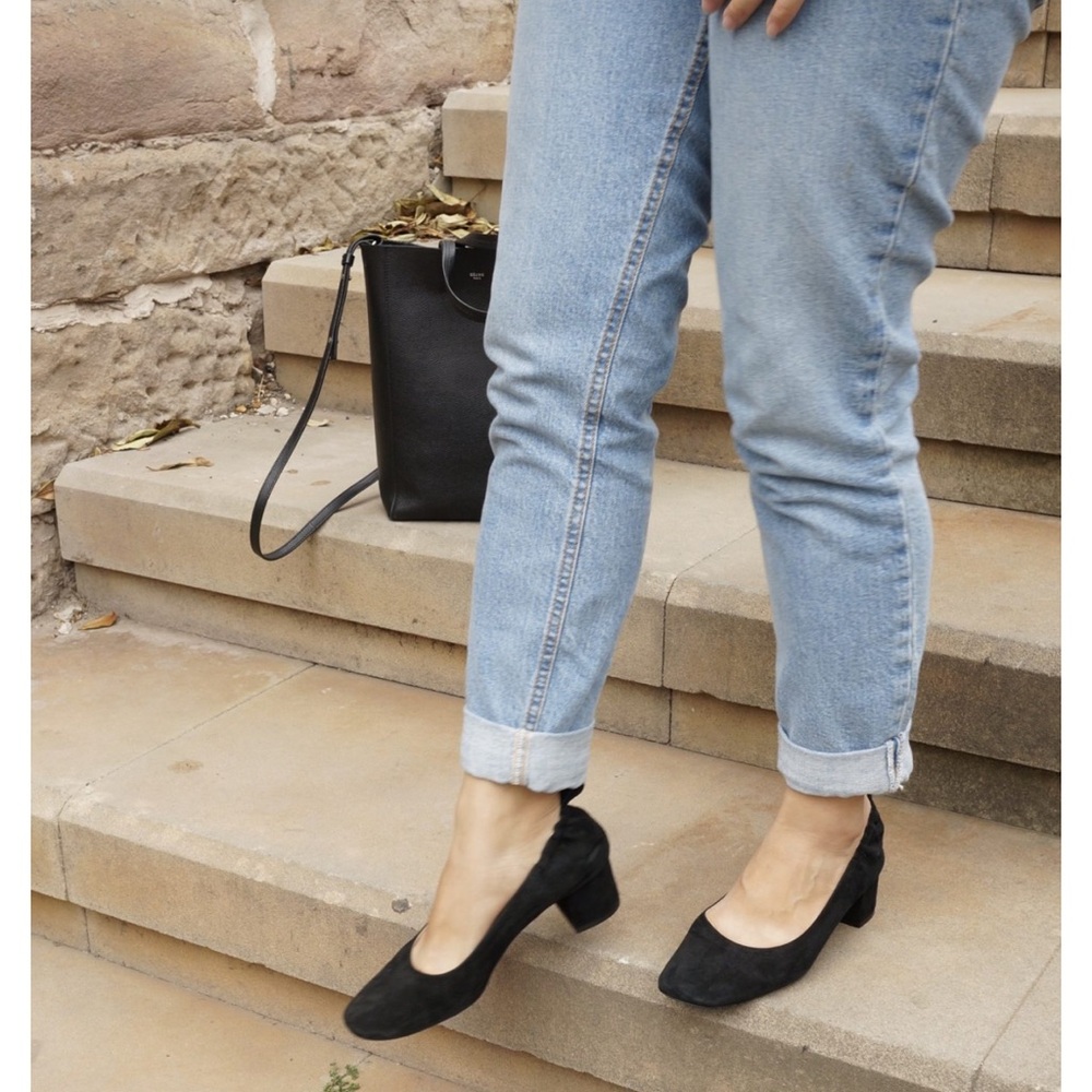 Everlane The Day Heels Black Suede